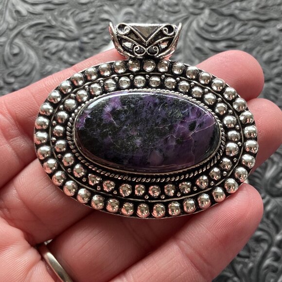 Western Styled Charoite Crystal Stone Jewelry Pendant - Picture 4 of 10